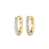 Small Natural Diamond Huggie Earrings Yellow Gold