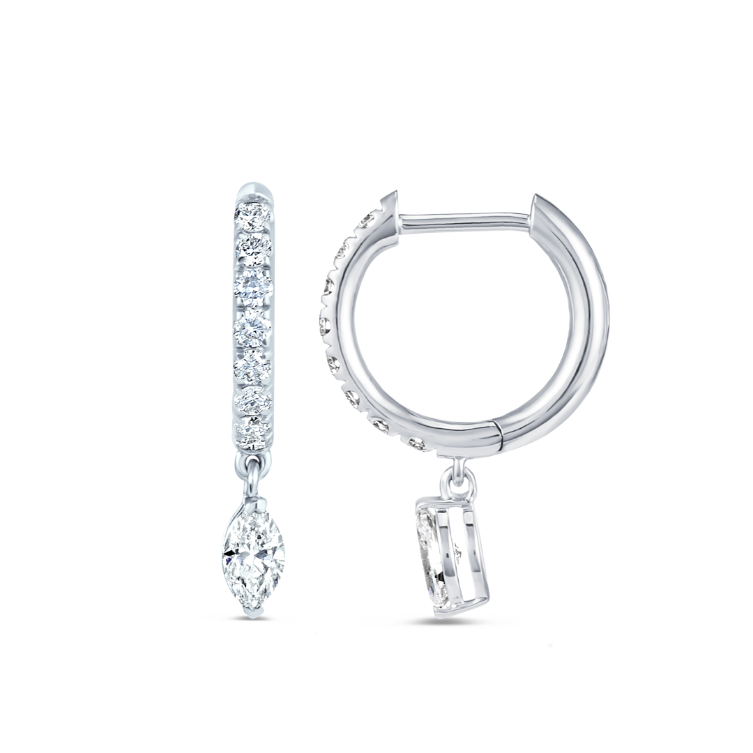 Marquise Natural Diamond Drop Earrings White Gold