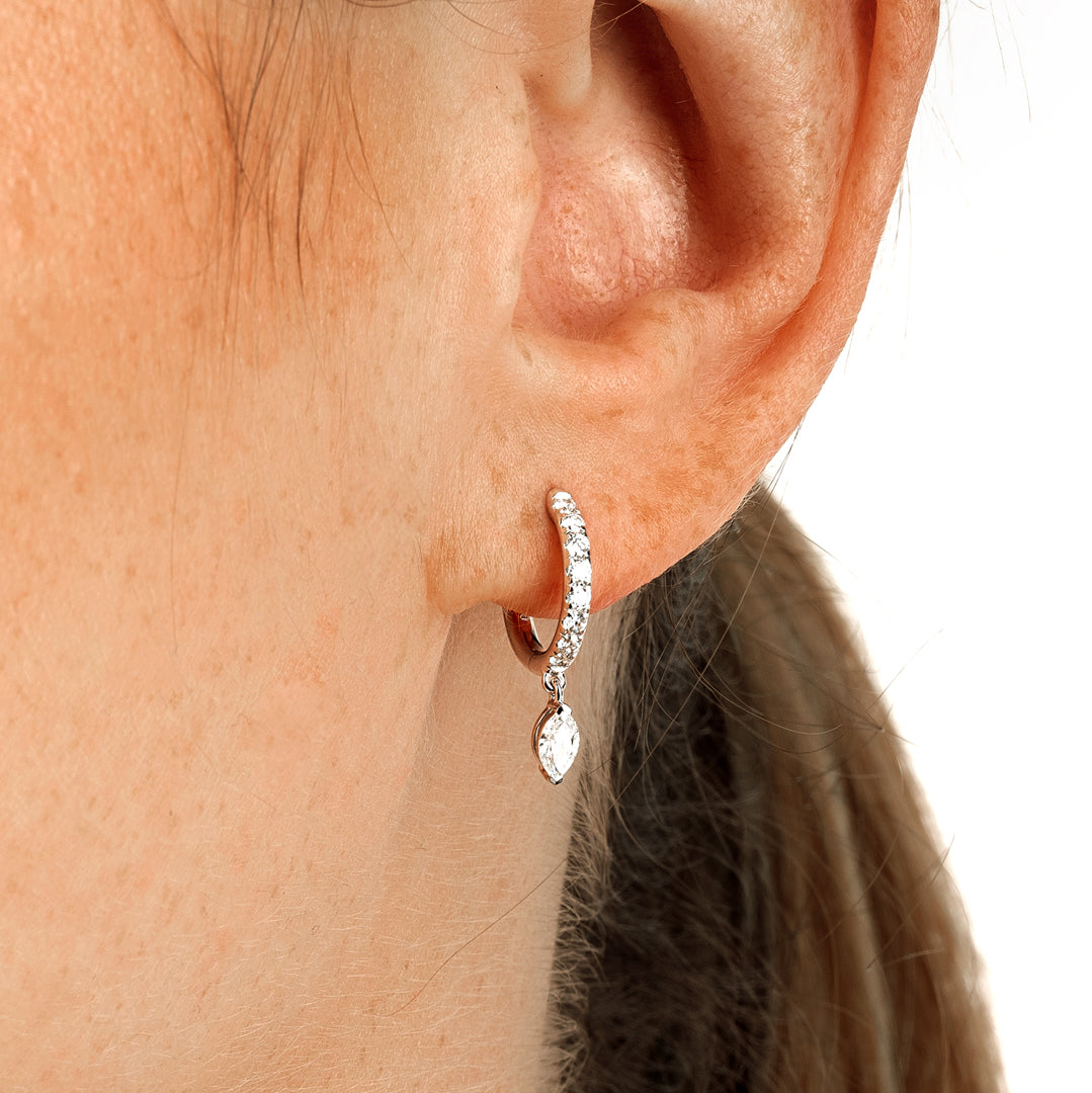 Marquise Natural Diamond Drop Earrings White Gold