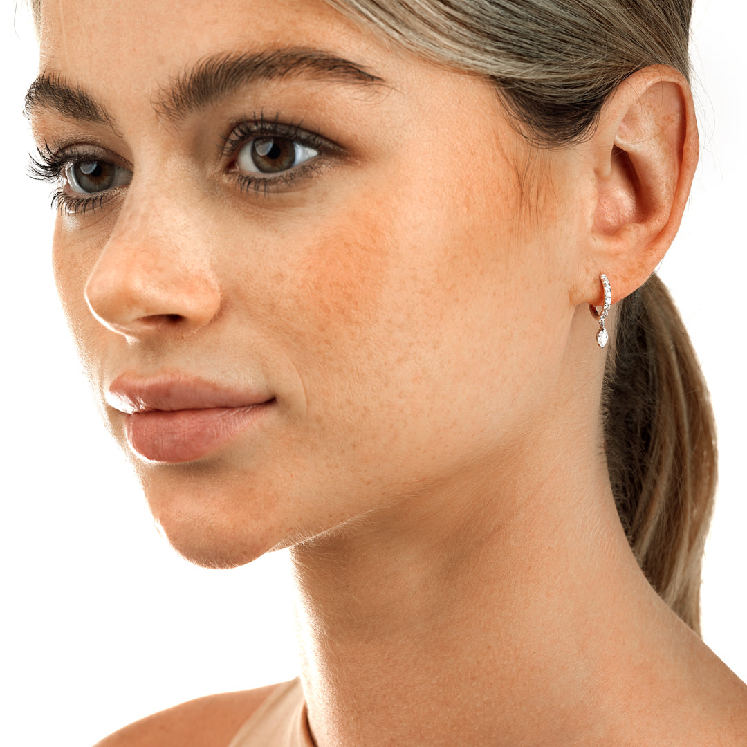 Marquise Natural Diamond Drop Earrings White Gold