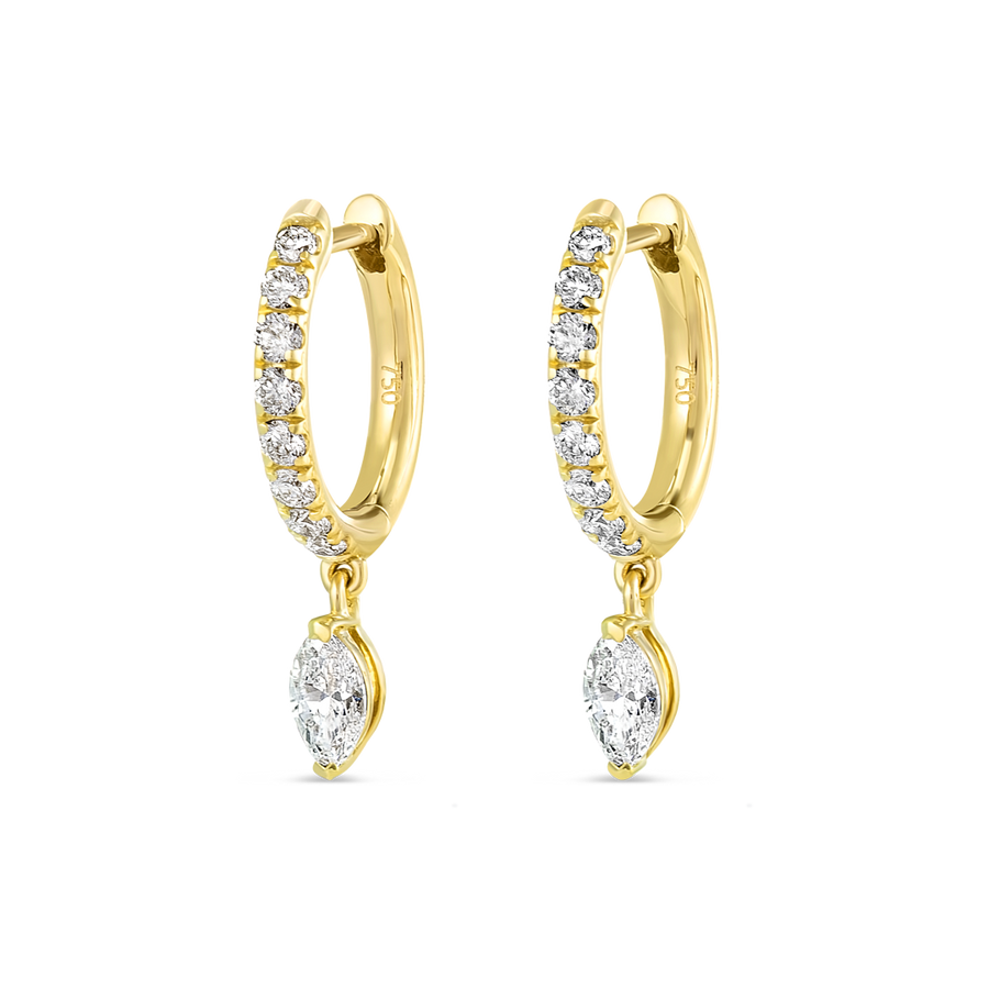 Marquise Natural Diamond Drop Earrings Yellow Gold
