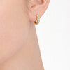 Channel Set Natural Diamond Huggie Earrings Yellow Gold