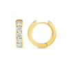 Channel Set Natural Diamond Huggie Earrings Yellow Gold