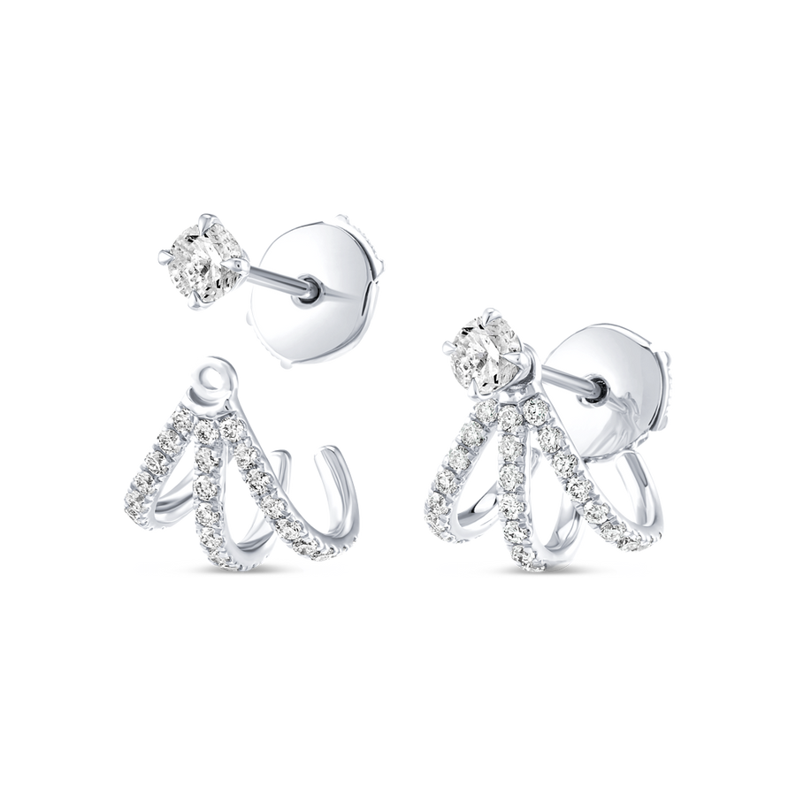 Petite Natural Diamond Huggie Curl Earrings White Gold
