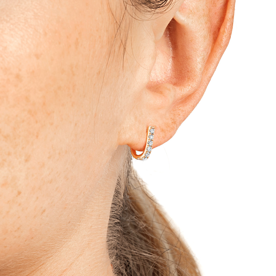Petite Natural Diamond Huggie Curl Earrings Rose Gold