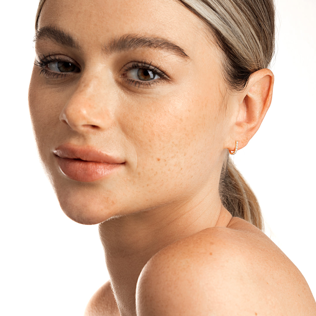 Petite Natural Diamond Huggie Curl Earrings Rose Gold