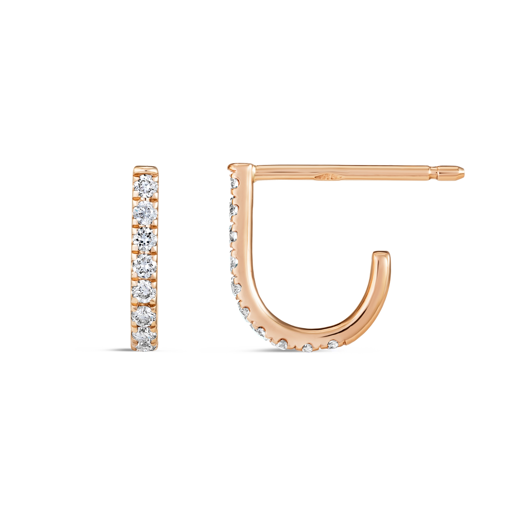 Petite Natural Diamond Huggie Curl Earrings Rose Gold