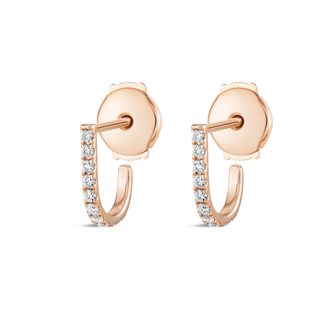 Petite Natural Diamond Huggie Curl Earrings Rose Gold