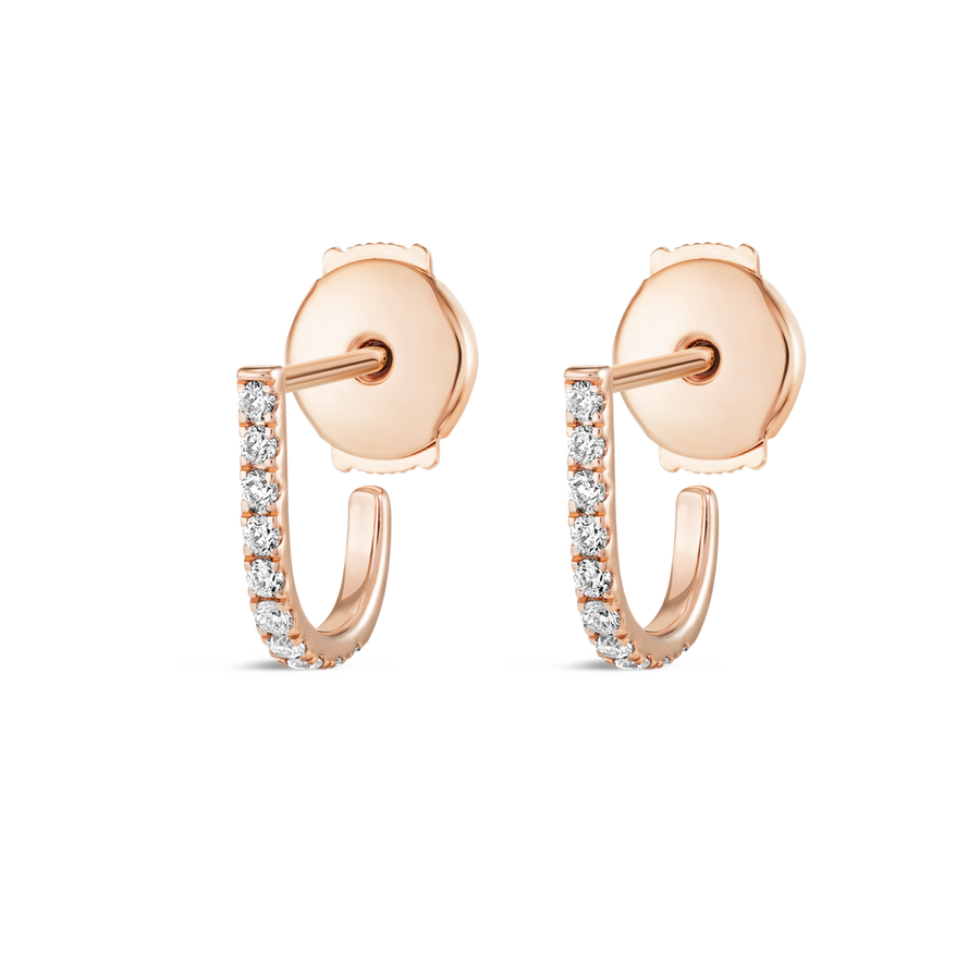 Petite Natural Diamond Huggie Curl Earrings Rose Gold