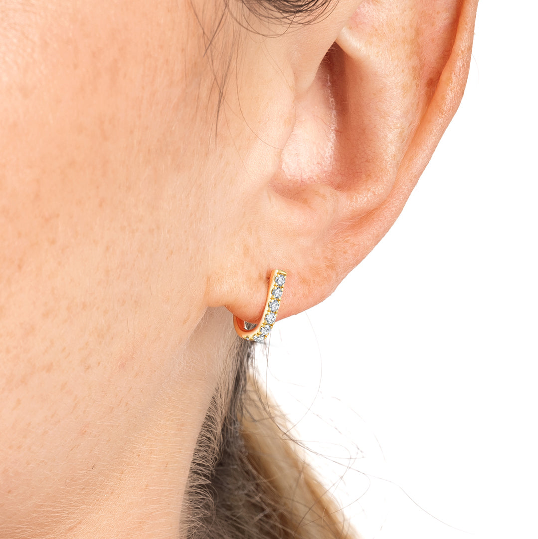 Petite Natural Diamond Huggie Curl Earrings Yellow Gold