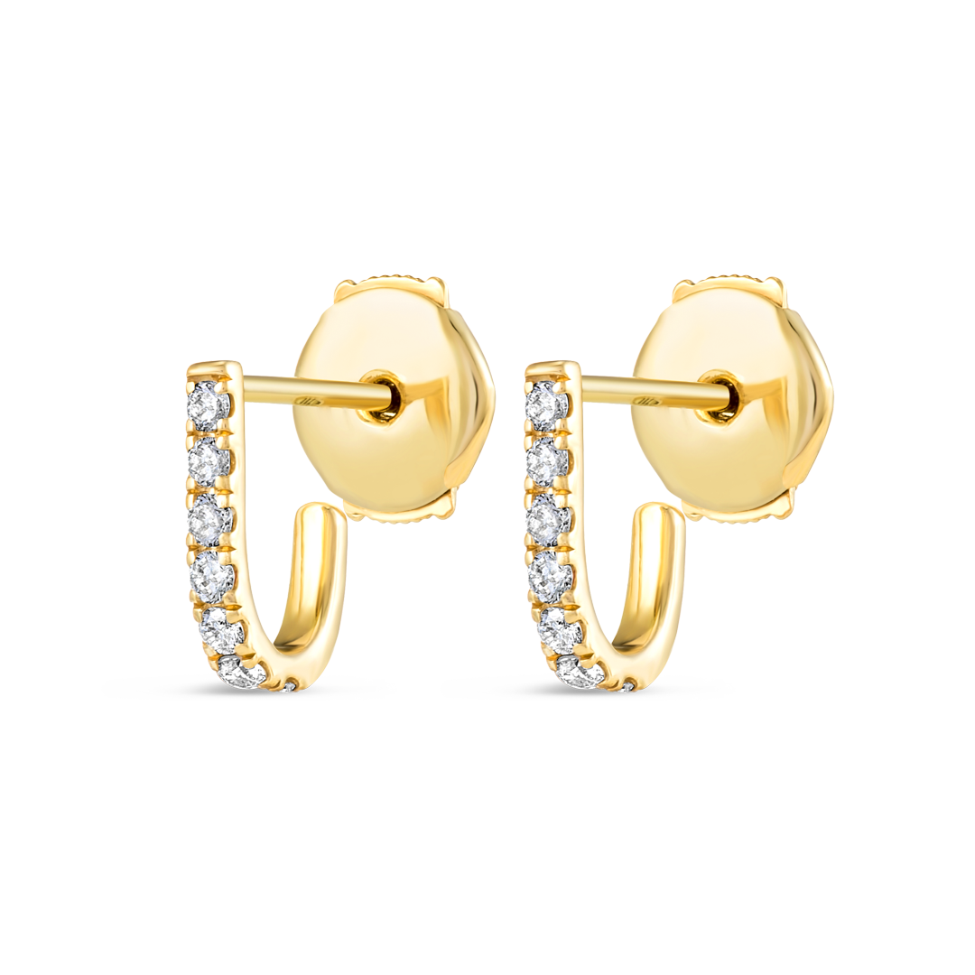 Petite Natural Diamond Huggie Curl Earrings Yellow Gold