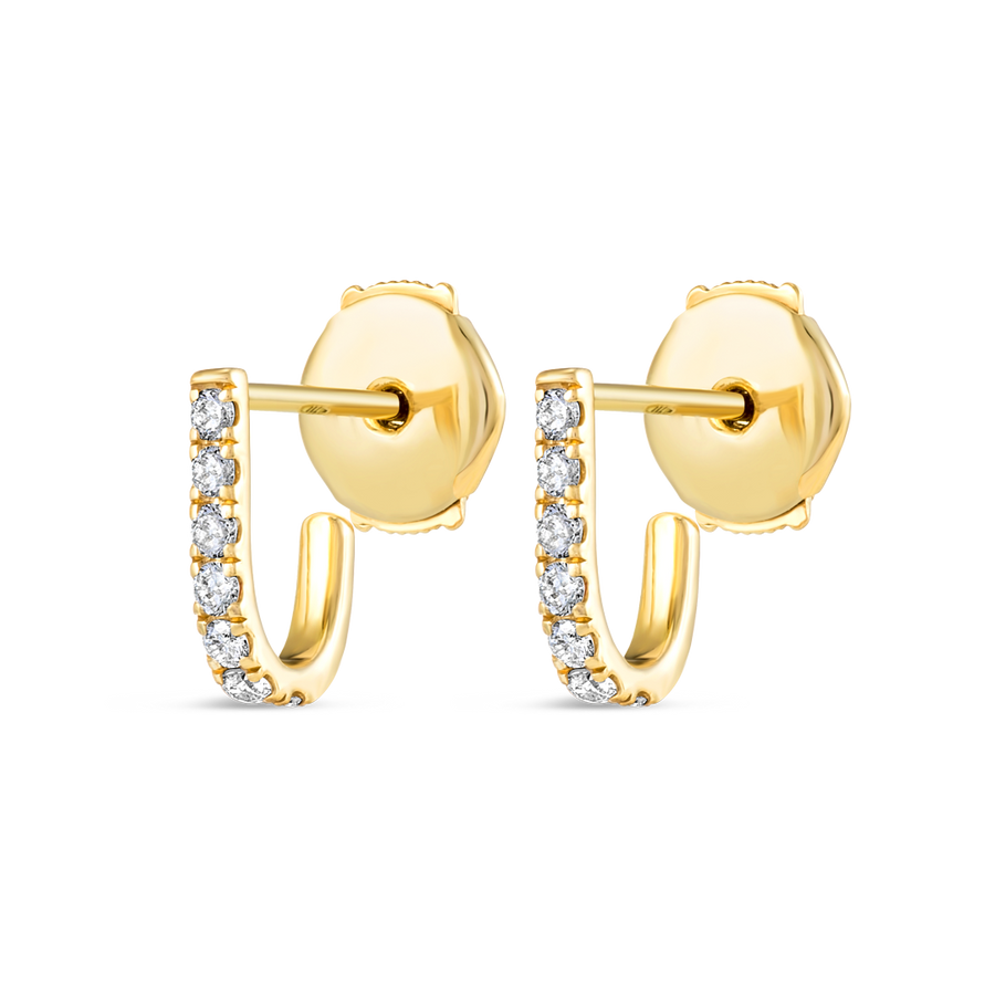 Petite Natural Diamond Huggie Curl Earrings Yellow Gold