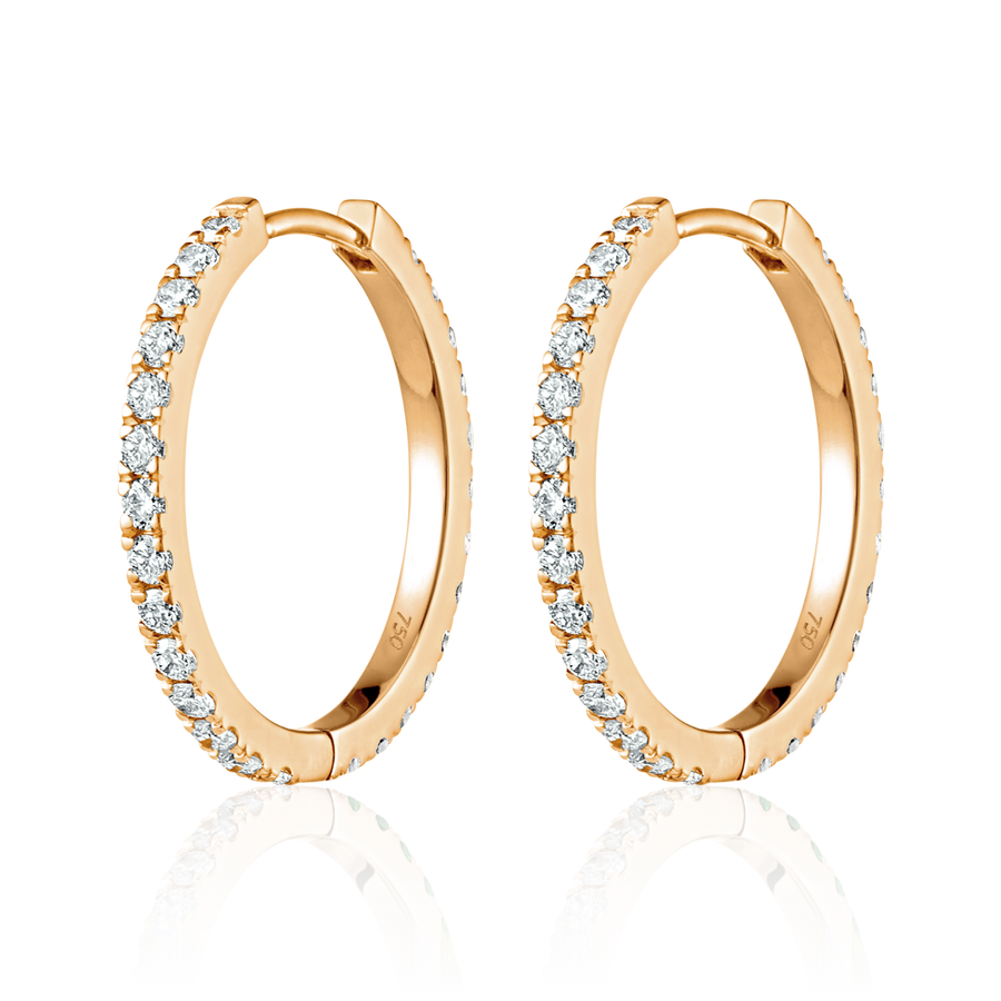 Medium Natural Diamond Hoop Earrings Rose Gold