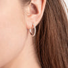 Medium Size Natural Diamond Hoop Earrings White Gold