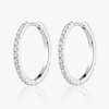 Medium Size Natural Diamond Hoop Earrings White Gold
