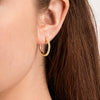 Medium Natural Diamond Hoop Earrings Yellow Gold
