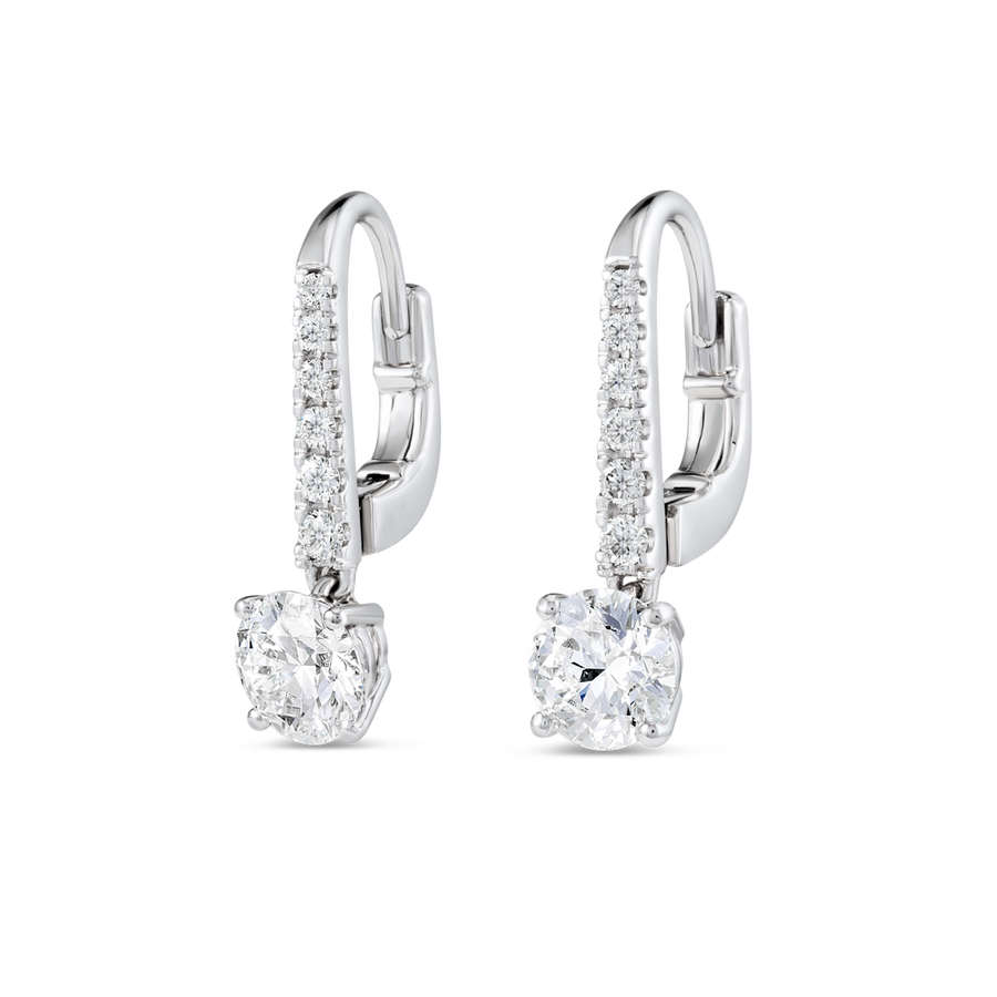 1.2ct Round Natural Diamond Drop Earrings White Gold