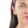 Natural Diamond Paperclip Style Hoop Earrings Yellow Gold