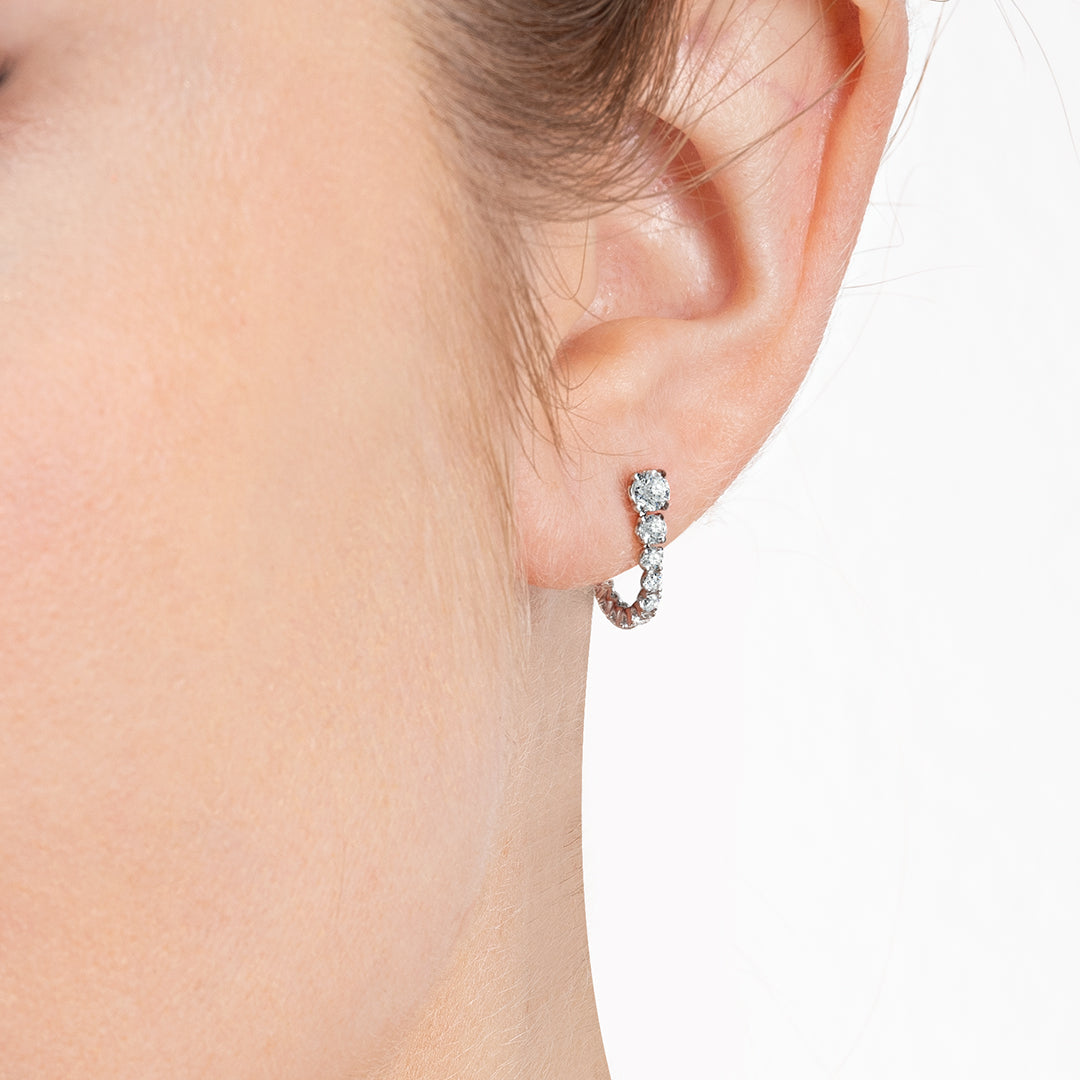 Graduated Natural Diamond Curl Earrings White Gold