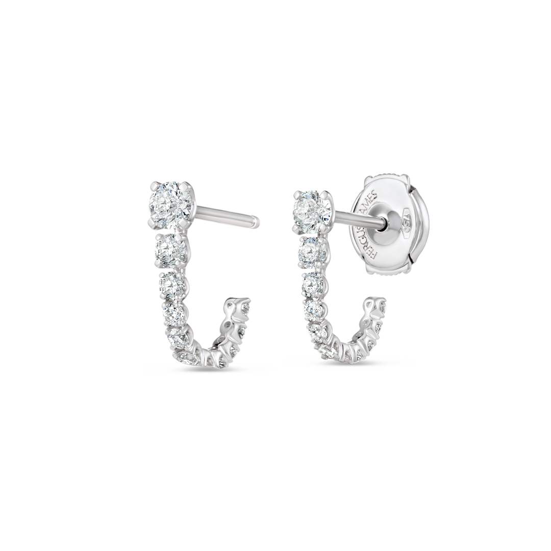 Graduated Diamond Curl Earrings White Gold