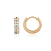 Double Natural Diamond Huggie Hoop Earrings Rose Gold