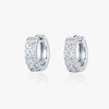 Double Natural Diamond Huggie Hoop Earrings White Gold
