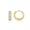 Double Natural Diamond Huggie Hoop Earrings Yellow Gold