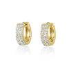 Double Natural Diamond Huggie Hoop Earrings Yellow Gold