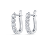 Large Natural Diamond Paperclip Style Hoop Earrings White Gold
