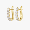 Large Natural Diamond Paperclip Style Hoop Earrings Yellow Gold