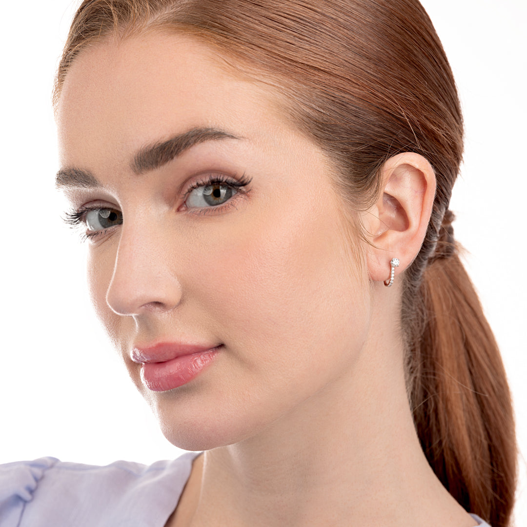 Natural Diamond Huggie With Detachable Stud Earrings White Gold