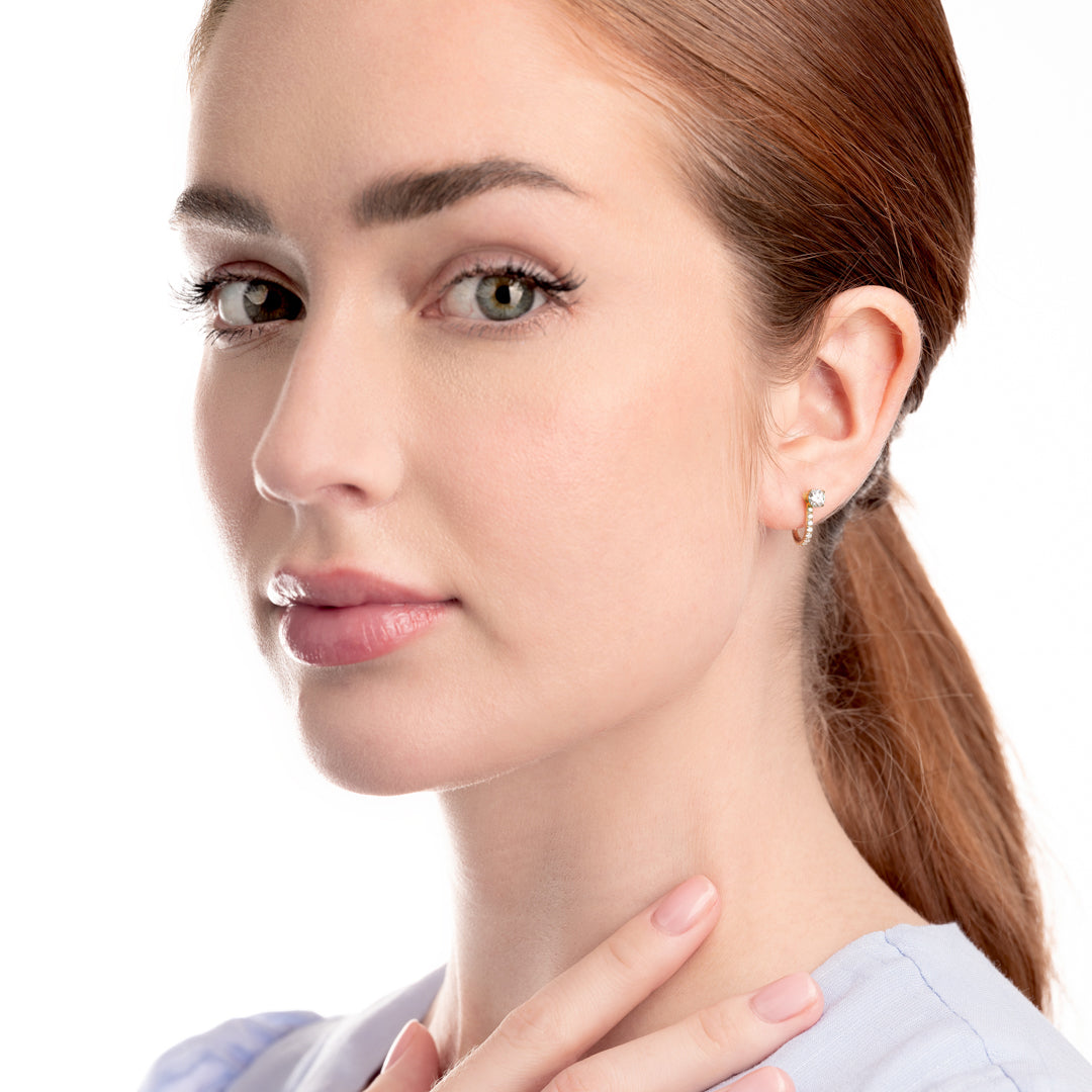 Natural Diamond Huggie With Detachable Stud Earrings Yellow Gold