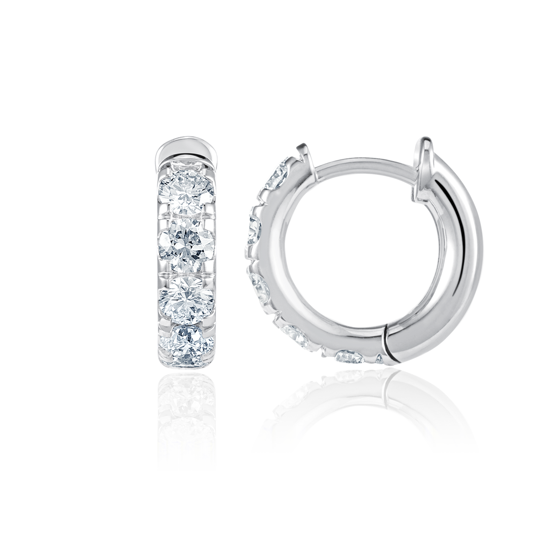 Classic Natural Diamond Huggie Earrings White Gold