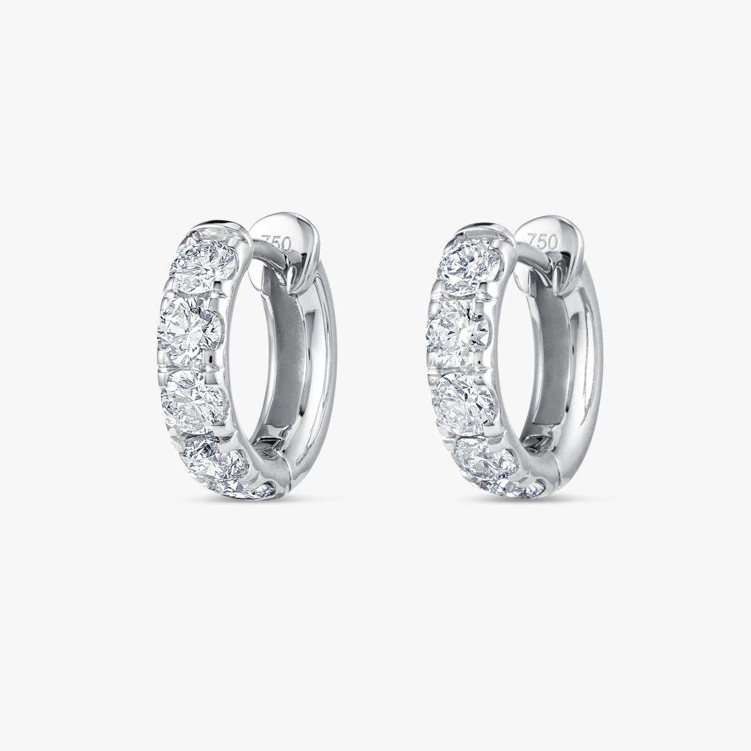 Classic Natural Diamond Huggie Earrings White Gold