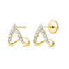 V-Shaped Natural Diamond Curl Earrings Yellow Gold