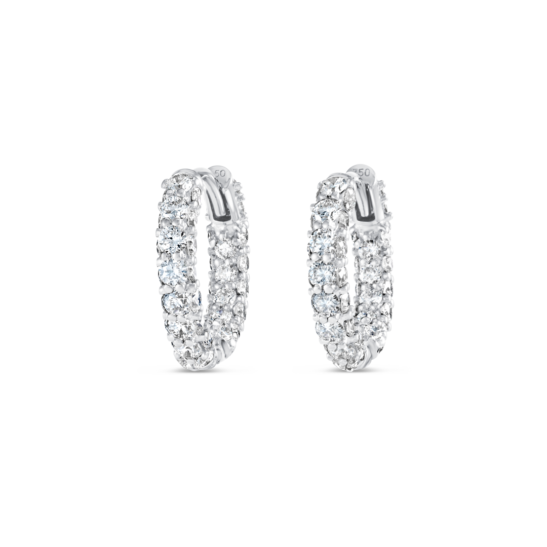 Iced Out Mini Natural Diamond Hoop Earrings White Gold