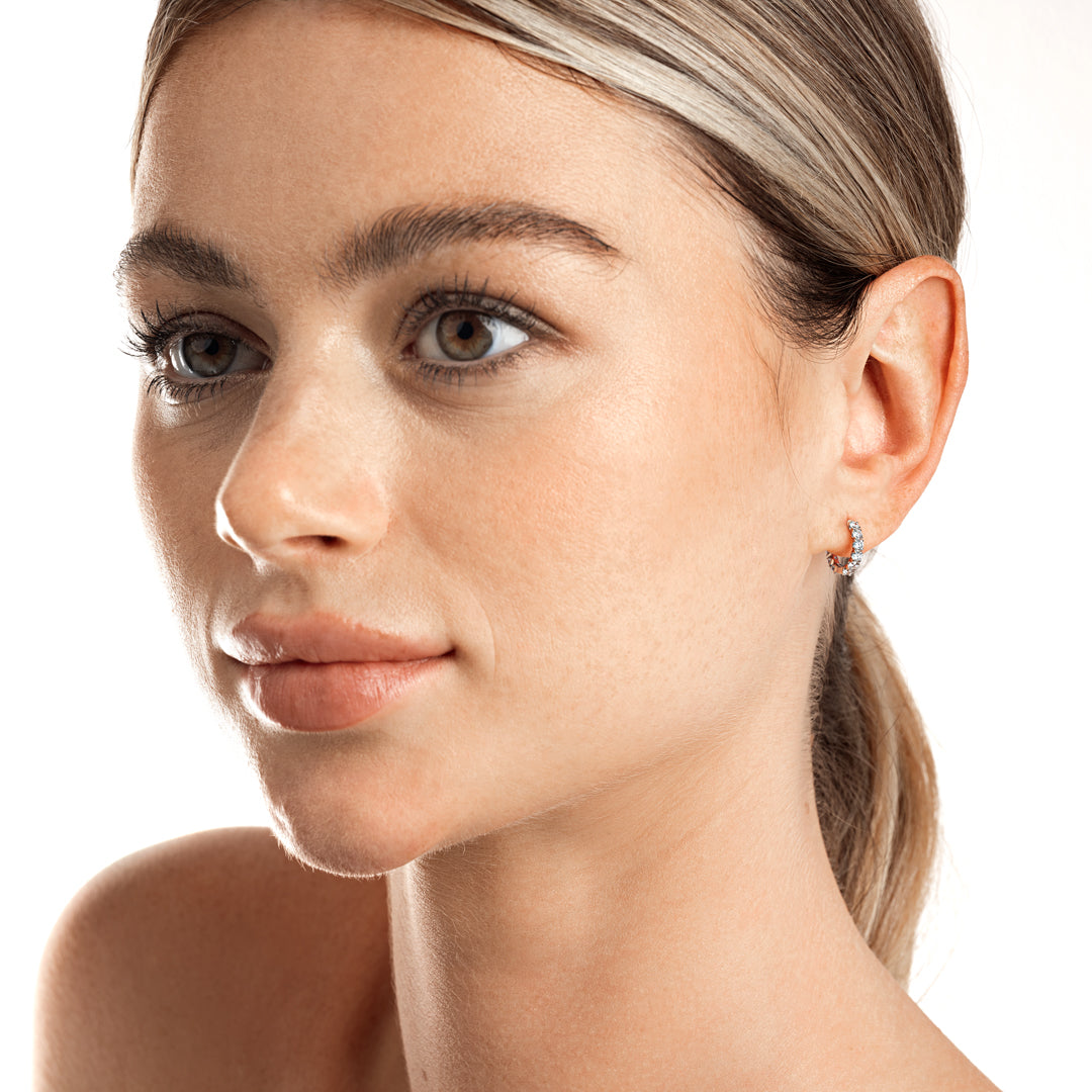 Mini Natural Diamond Hoop Earrings White Gold
