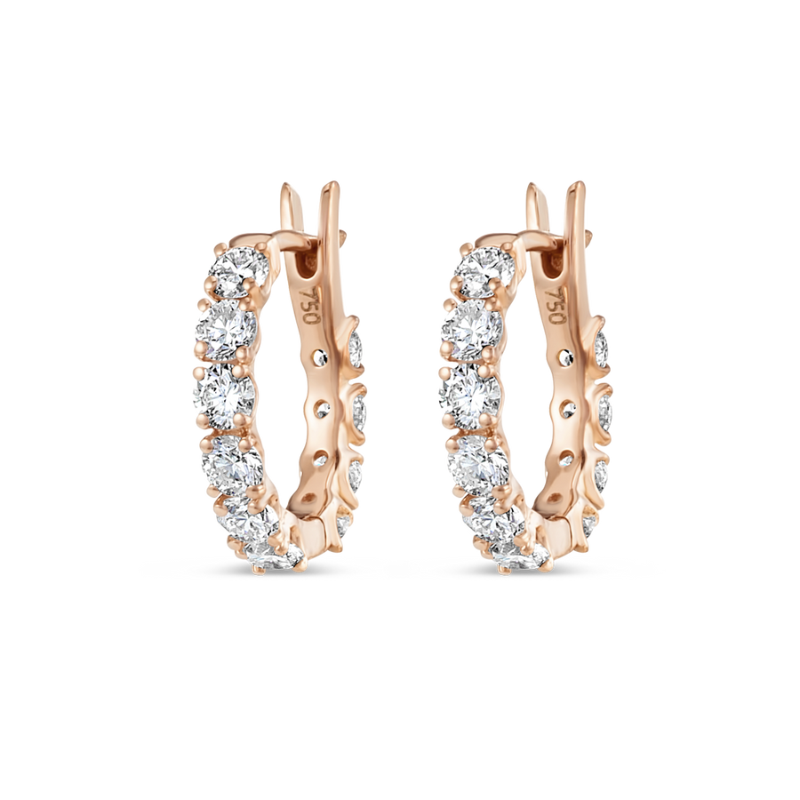 Mini Natural Diamond Hoop Earrings Rose Gold
