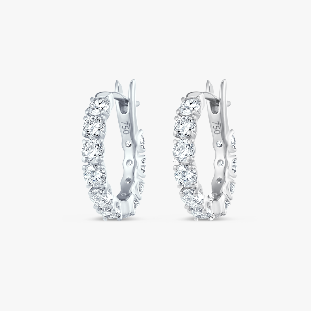 Mini Natural Diamond Hoop Earrings White Gold