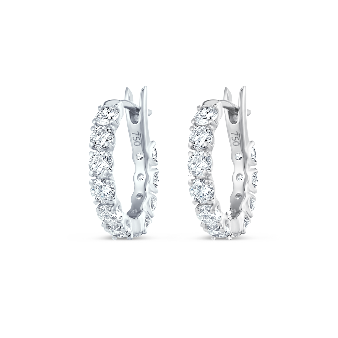 Mini Natural Diamond Hoop Earrings White Gold