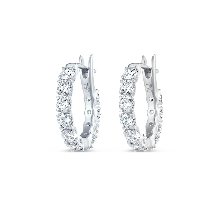 Mini Natural Diamond Hoop Earrings White Gold