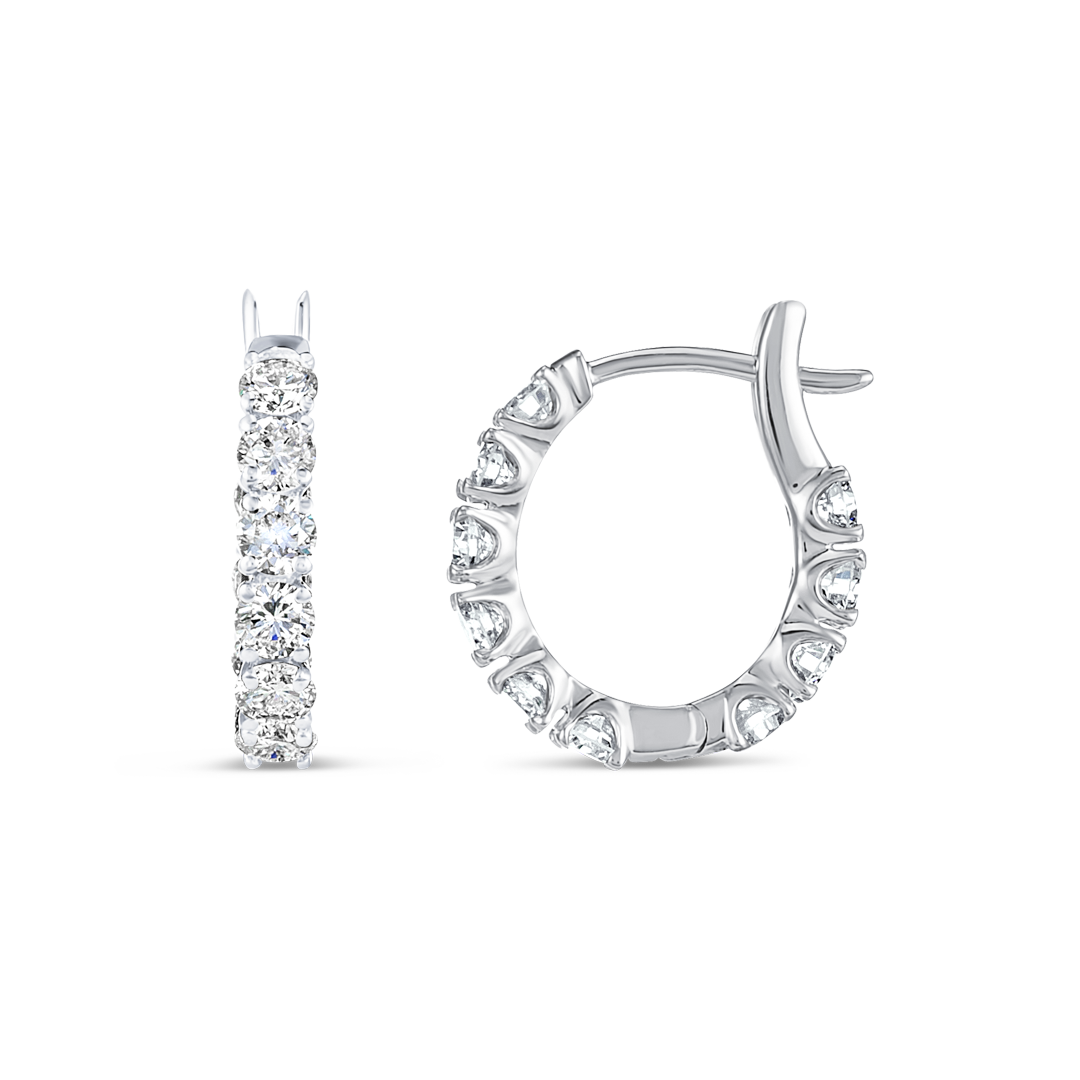 Mini Natural Diamond Hoop Earrings White Gold