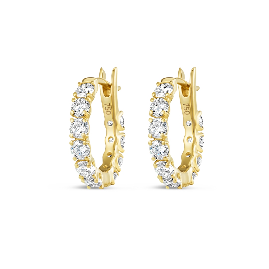 Mini Diamond Hoop Earrings Yellow Gold