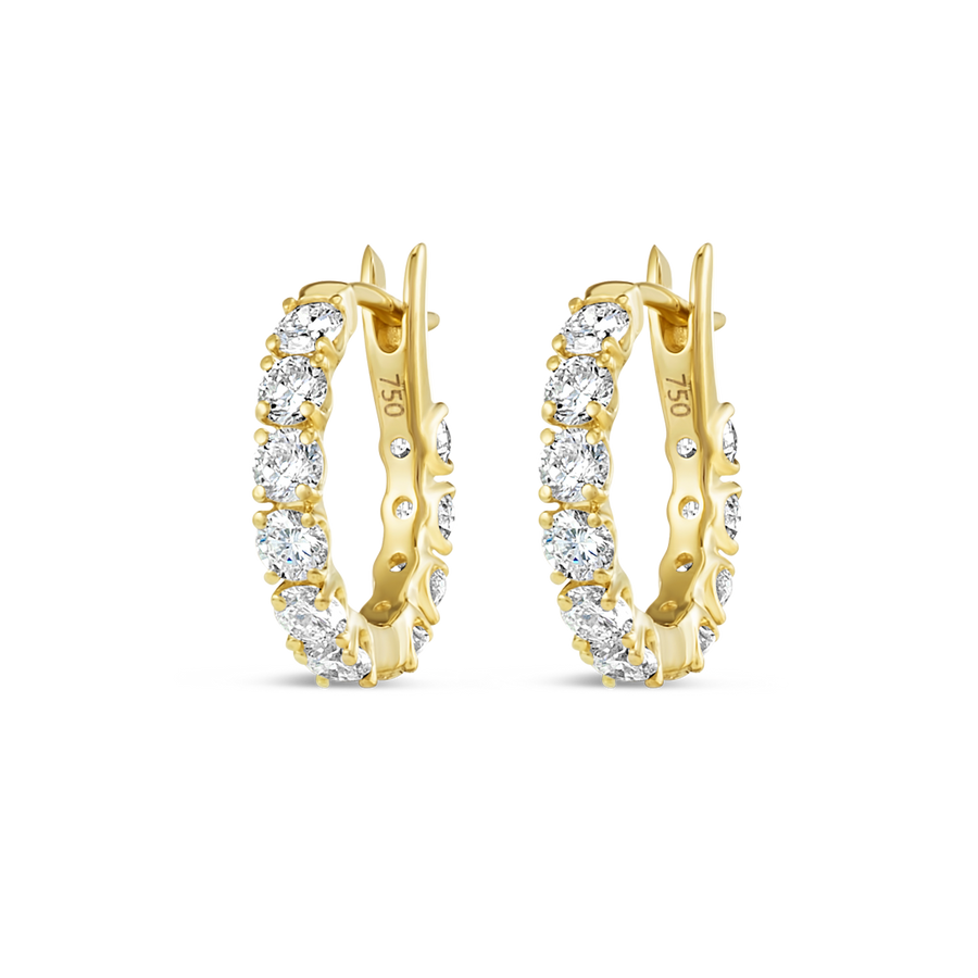 Mini Natural Diamond Hoop Earrings Yellow Gold