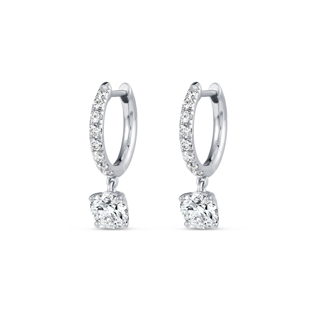 1.2Ct Round Diamond Hoop Earrings White Gold