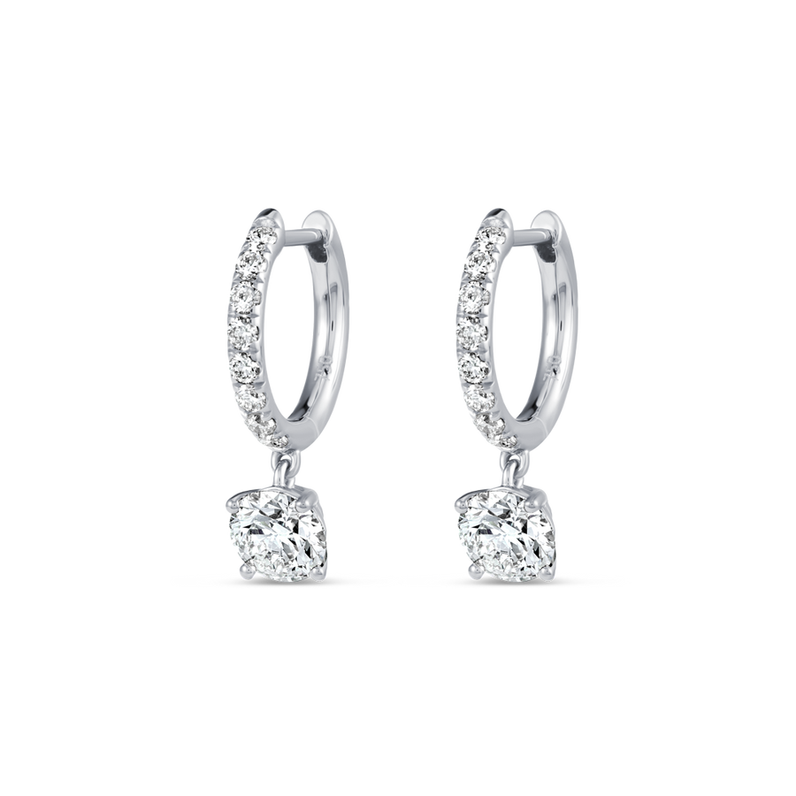 1.2ct Round Natural Diamond Hoop Earrings White Gold