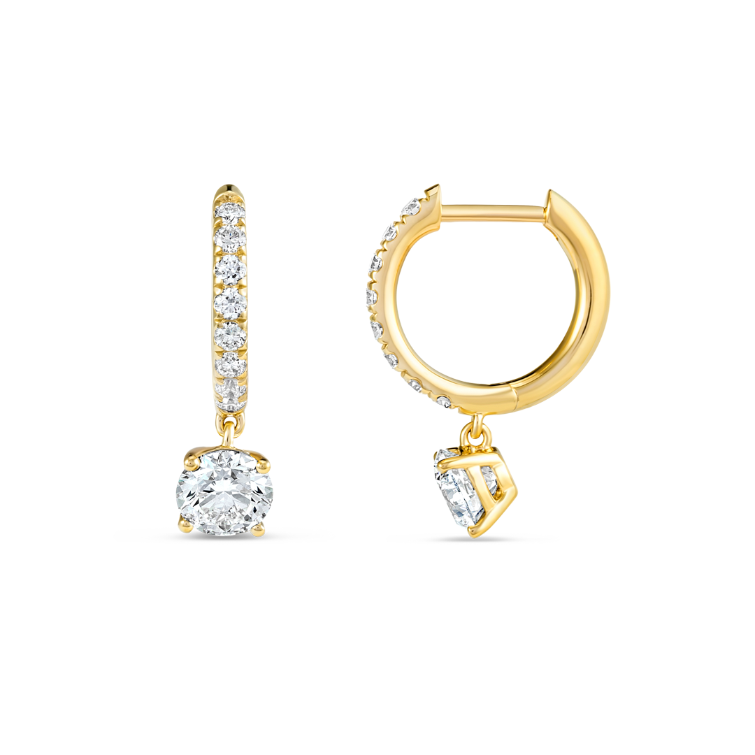 Marquise Natural Diamond Hoop Earrings Yellow Gold