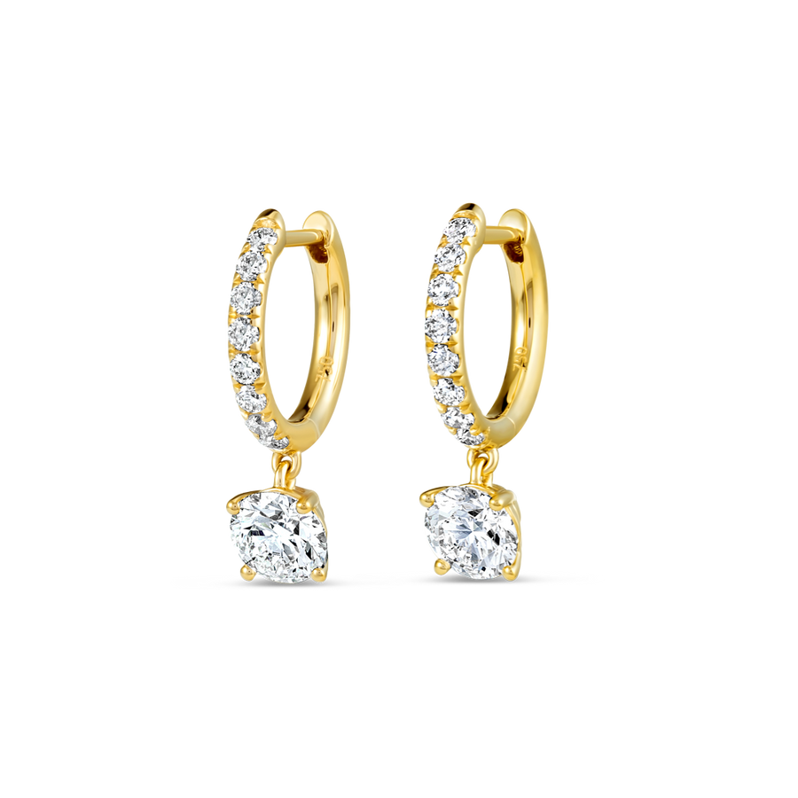 Marquise Natural Diamond Hoop Earrings Yellow Gold