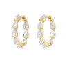 Pear Natural Diamond Hoop Earrings Yellow Gold