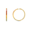 Rainbow Sapphire & Natural Diamond Hoop Earrings Yellow Gold